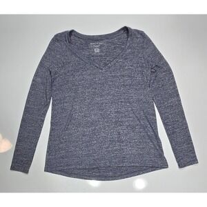 American Eagle outfitters V Neck Long Sleeve Heathered Knit Top Women SM